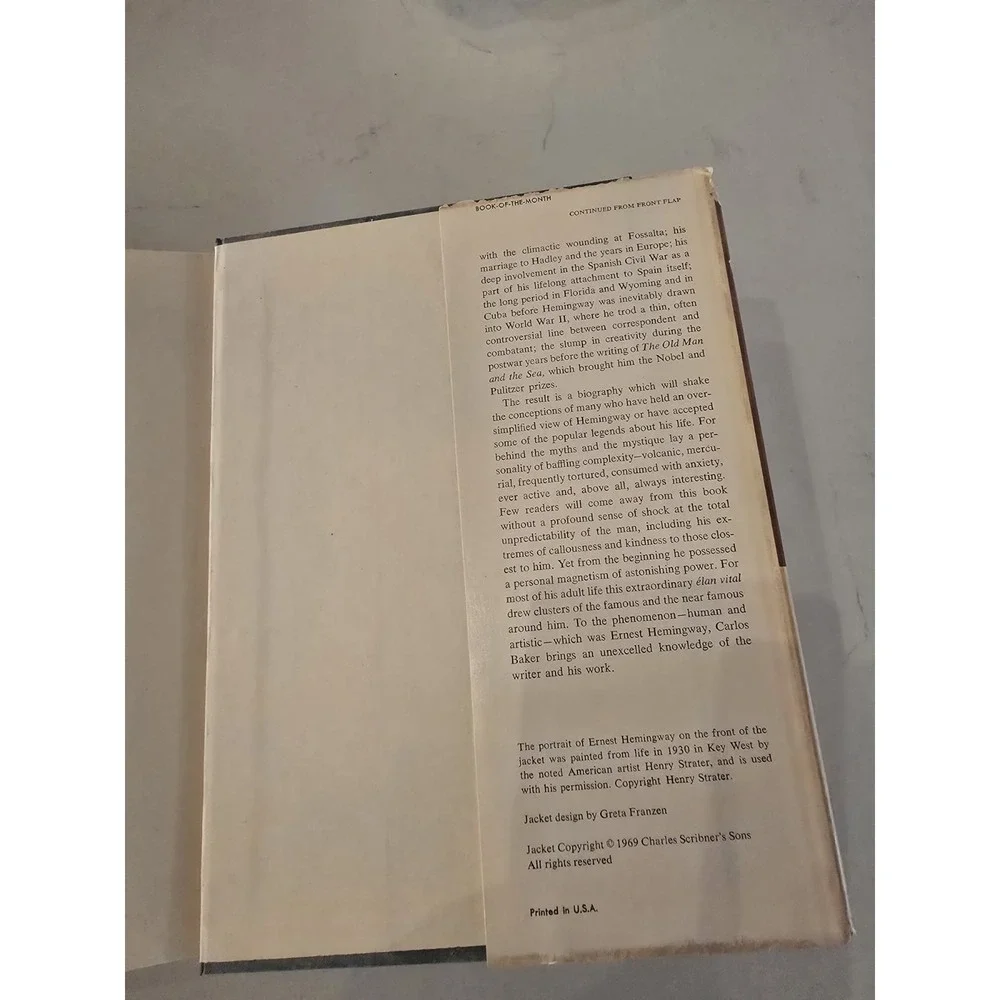Ernest Hemingway: A Life Story‎ by Carlos Baker (1969, Book Club Edition HCDJ)